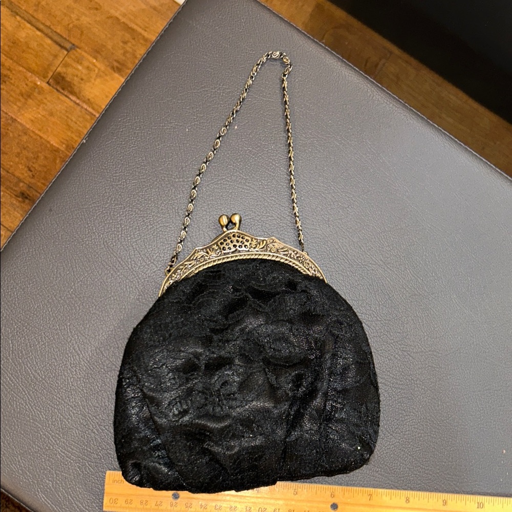 Vintage little black lace bag